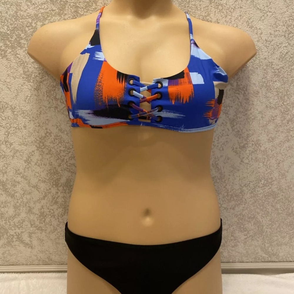 Blue and Orange Patterned Bikini